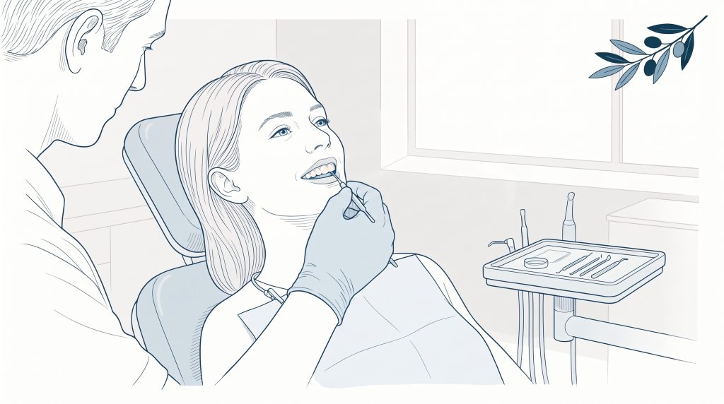 A dentist fits braces on a patient while working carefully at the chairside.